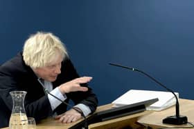 Former prime minister Boris Johnson giving evidence at the UK Covid-19 Inquiry.