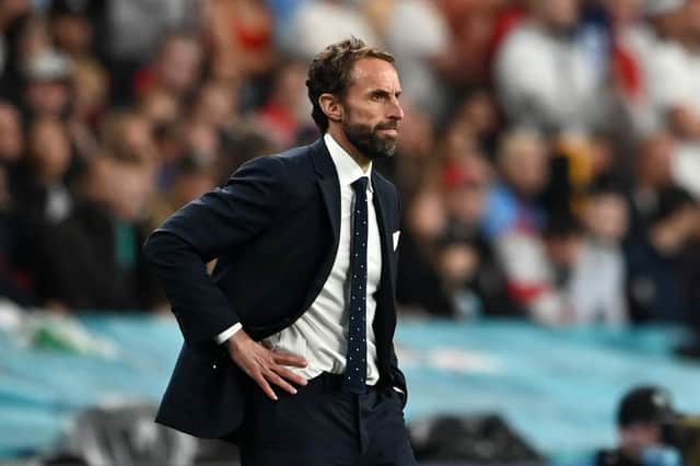 Gareth Southgate during the UEFA Euro 2020 Championship Final between Italy and England at Wembley Stadium (Photo by Andy Rain - Pool/Getty Images)