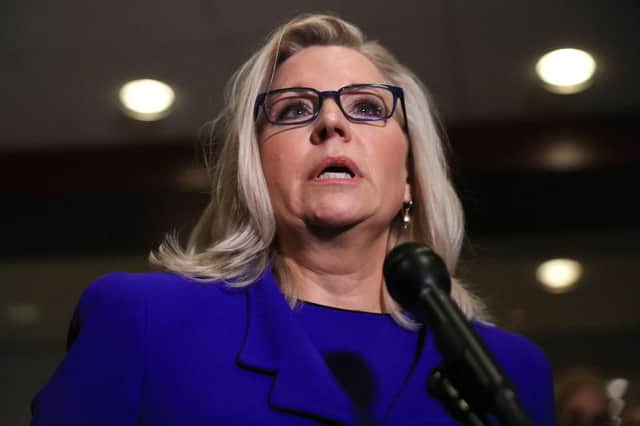 Republican Liz Cheney addressed reporters after House Republicans voted to remove her as conference chair after she became a target for former President Donald Trump and his followers in the House (Picture: Getty Images)