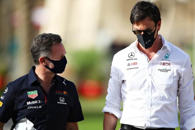 Red Bull Racing Team Principal Christian Horner and Mercedes GP Executive Director Toto Wolff.