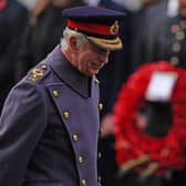 King Charles III during the Remembrance Sunday service at the Cenotaph in London.