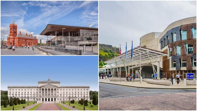 The three government buildings in Wales, Scotland and Northern Ireland (Shutterstock)