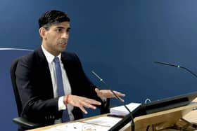 Prime Minister Rishi Sunak giving evidence to the Covid Inquiry in London.