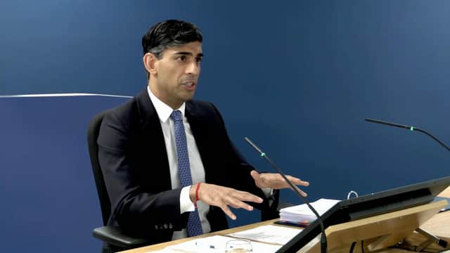 Prime Minister Rishi Sunak giving evidence to the Covid Inquiry in London.