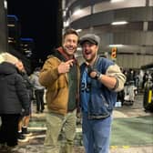 Hollywood actor, Glen Powell with film school lecturer, Derek Miller