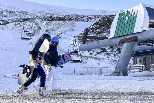 Skiiers and snowboarders take to the piste at Glenshee Ski Centre. Picture: Lisa Ferguson
