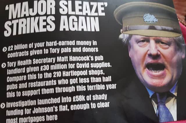 Hartlepool by-election 2021: Labour’s last-minute attack leaflets label Boris Johnson ‘Major Sleaze’ (Photo: NWLD)