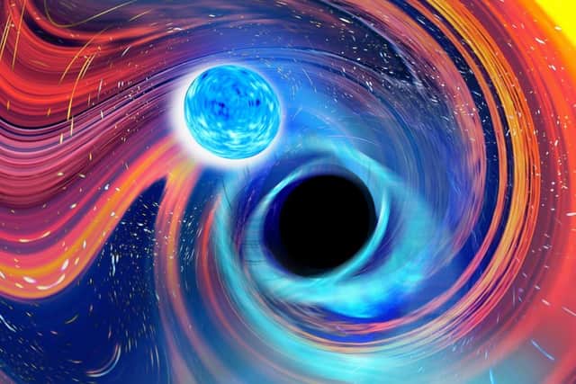 Artist's impression issued by the Albert Einstein Institute of a Black Hole Neutron star merger (PA)