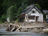 A damaged house on the banks of the river Ahr is seen in Insul western Germany, weeks after heavy rain and floods caused major damage to the area (Photo by Sascha Schuermann/AFP/Getty)
