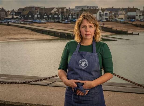 Kerry Godliman stars as local restaurant owner and detective, Pearl Nolan (Picture: Acorn TV)