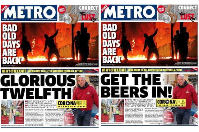 The headline was quickly changed to another which said 'Get The Beers In' (Photo: Metro)