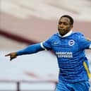 Danny Welbeck opened the scoring for Brighton & Hove Albion against West Ham United. he is out of contract this summer.
