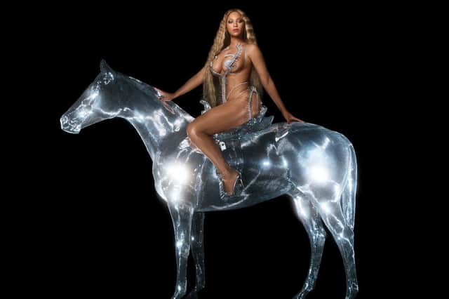 Beyoncé poses on a silver horse for the cover of her album “Renaissance” which was released on July 29. (Photograph: Carlijn Jacobs)