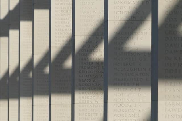 The British Normandy Memorial, designed by British architect Liam O'Connor, which records the names of the 22,442 servicemen and women under British command who fell on D-Day and during the Battle of Normandy in the summer of 1944 (RBL/PA).