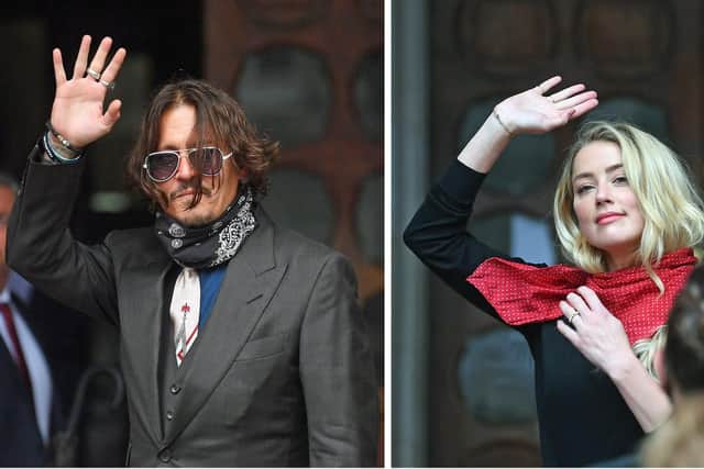 Actor Johnny Depp and actress Amber Heard pictured at the High Court in London on July 8, 2020 for a hearing in his libel case against The Sun.