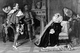 1st February 1587, the death warrant of Mary Queen of Scots, authorised by Elizabeth I, is brought to her in her prison (Photo: Hulton Archive/Getty Images)