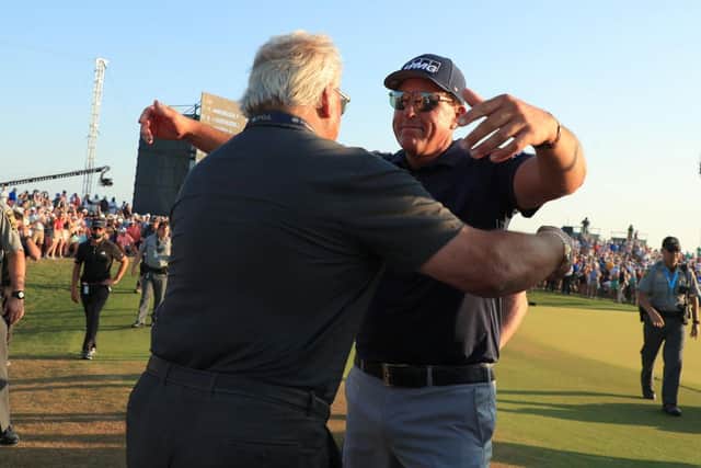 Phil Mickelson of the United States celebrates his win during the final round of the 2021 PGA Championship.