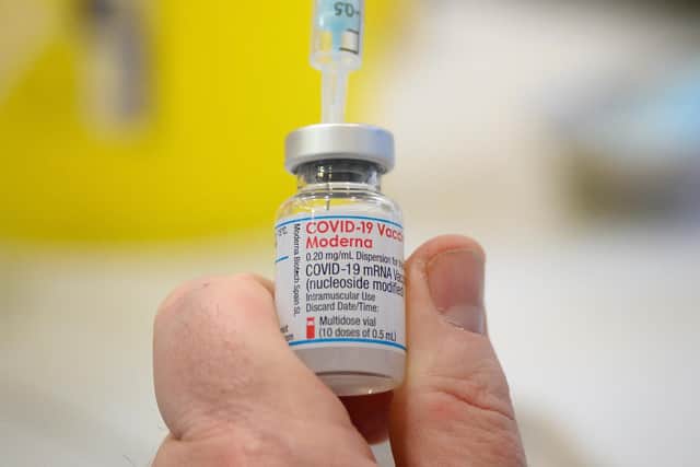 Medical staff preparing shots of the Moderna Covid-19 vaccine. Picture: PA