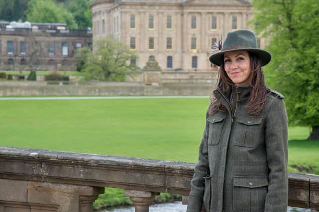 Julia Bradbury visiting Chatsworth House.