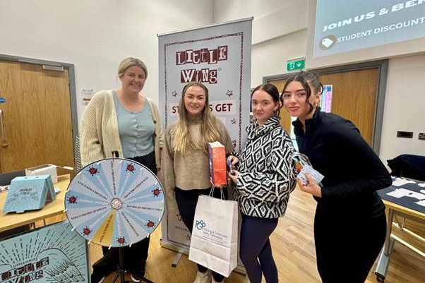 Access Diploma students at South West College’s Erne Campus tried their luck on the prize wheel at the Little Wings stand, picking up information and freebies while exploring the opportunities available through Freshers’ Fair.