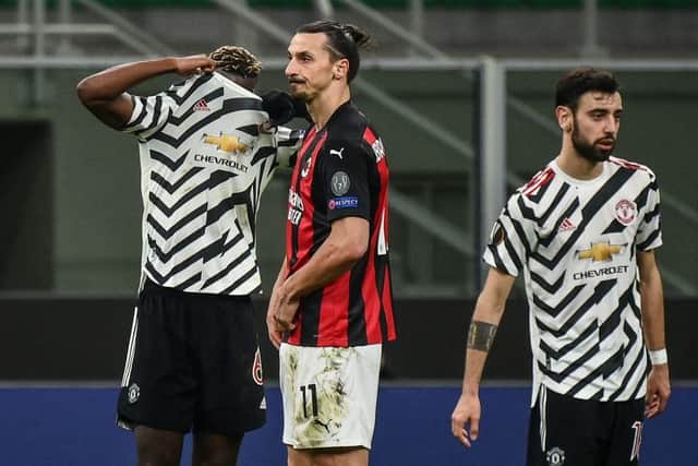 Manchester United and AC Milan, seen here meeting in the Europa League, are founding members of the proposed European Super League despite their struggles in Europe in recent seasons.