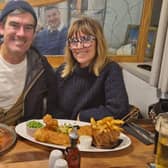Emmerdale stars Jeff Hordley and Zoe Henry, who play Cain Dingle and Rhona Goskirk in the popular ITV drama, at the Northumberland restaurant

