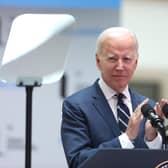 Long wait: US President Joe Biden delivering his keynote speech at Ulster University in Belfast