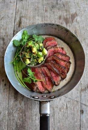Avocado Chimichurri Served with Grilled Steak