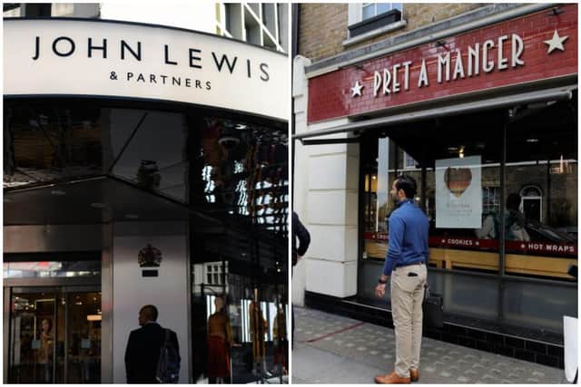 John Lewis and Pret a Manger were amongst the 191 businesses named for underpaying employees (Photo: Leon Neal/ TOLGA AKMEN/Getty Images)