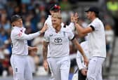 Ben Stokes celebrating a dismissal with teammates