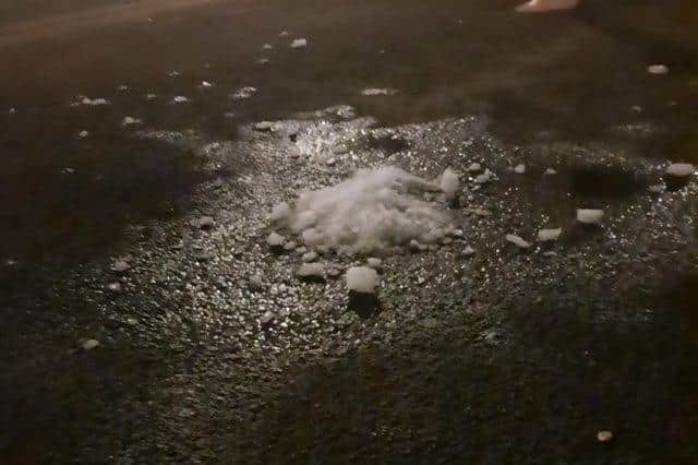 The block of ice smashed as it hit the pavement in Waterlooville. Picture: Louise Browne
