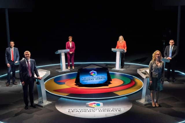The leaders go head to head during one of the 2021 leaders' debates (Getty Images)