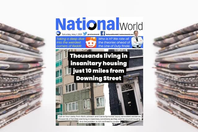The digital front page of NationalWorld for 1 May
