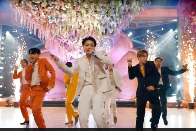 Korean-pop group BTS are among the international nominations, they recently performed at the 63rd Grammy Awards on 14 March (Picture: Getty Images)