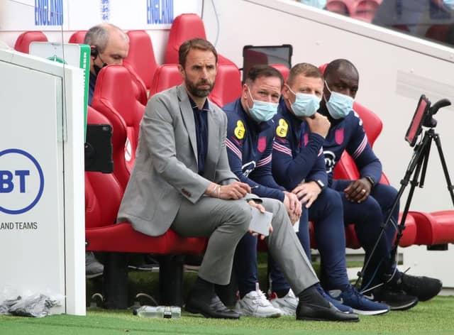 England boss Gareth Southgate and his coaching staff.