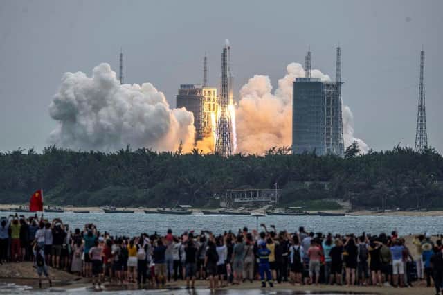 The rocket was launched on 29 April, carrying a Chinese space station section into orbit (Picture: Getty Images)