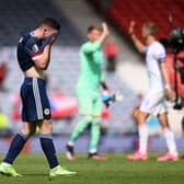 Scotland captain Andy Robertson of Scotland looks dejected following defeat in the UEFA Euro 2020 Championship Group D match.