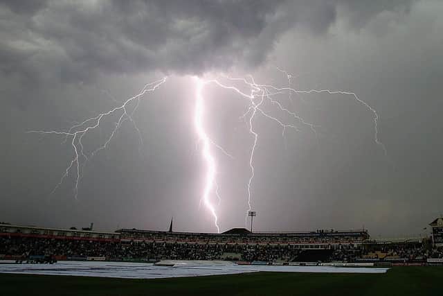 Lightning strikes during an electrical storm Birmingham (Photo by Tom Shaw/Getty Images)