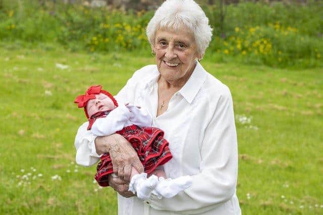 Gran Mary Marshall and her great-great-great granddaughter Nyla