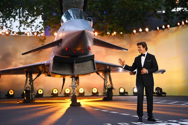 LONDON, ENGLAND - MAY 19: Tom Cruise attends the Royal Film Performance and UK Premiere of "Top Gun: Maverick" at Leicester Square on May 19, 2022 in London, England. (Photo by Eamonn M. McCormack/Getty Images for Paramount Pictures)