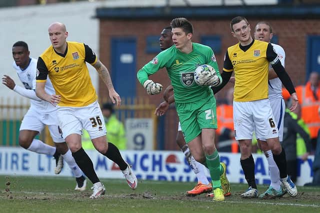 Nick Pope in action for Bury in a League Two match against Northampton Town in 2015.