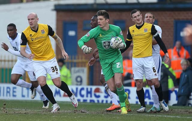 Nick Pope in action for Bury in a League Two match against Northampton Town in 2015.