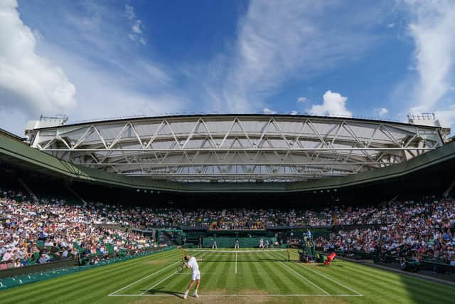 Centre Court at Wimbledon basked in sunshine at the 2021 tennis championships. (Pic: Getty)