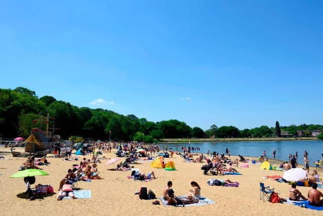 Sunbathers in Bournemouth enjoyed the hotter weather during the May bank holiday weekend in 2020 (Picture: Getty Images)