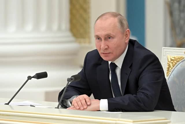 Russian President Vladimir Putin chairs a meeting of big businesses at the Kremlin in Moscow. Picture: AFP via Getty Images