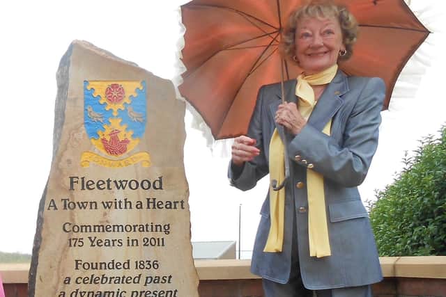Doreen Lofthouse pictured unveiling a monument on Fleetwood seafront.
