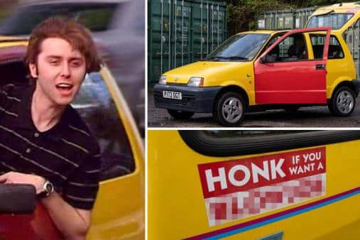 The inconic car featured in The Inbetweeners from season one (Picture: SWNS)