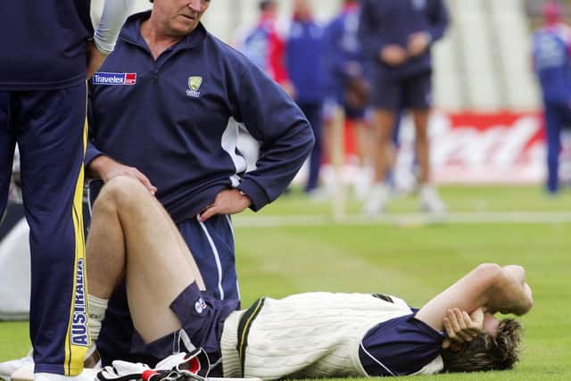 Glenn McGrath was injured playing touch rugby in a warm-up.
