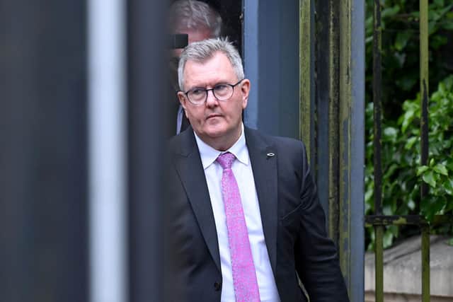 Ex-DUP leader Jeffrey Donaldon pictureed outside Newry courts during his trial. (Photo by Charles McQuillan/Getty Images)