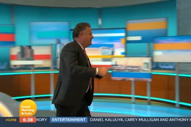 The comments of Morgan - seen here storming out of the GMB studio after a fiery Meghan Markle debate with co-presenter Alex Beresford - have been criticised by mental health charity, Mind (Photo: ITV)